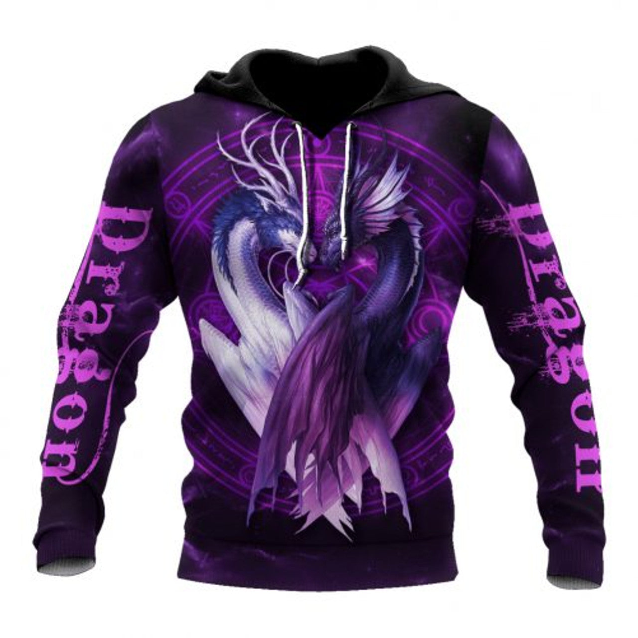 FUNSTUFFPRINT Dragon Couple 3D All Over Hoodie Purple 3D Hoodie and Zip Hoodie