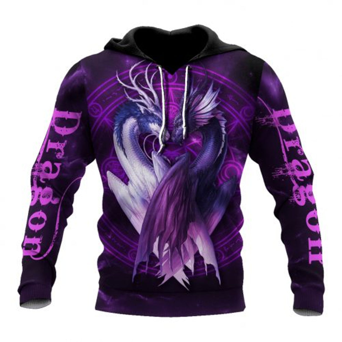 FUNSTUFFPRINT Dragon Couple 3D All Over Hoodie Purple 3D Hoodie and Zip Hoodie