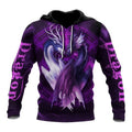 FUNSTUFFPRINT Dragon Couple 3D All Over Hoodie Purple 3D Hoodie and Zip Hoodie