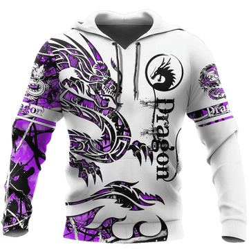 FUNSTUFFPRINT Dragon Tatoo White And Purple Cool 3D Hoodie and Zip Hoodie
