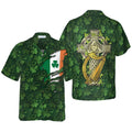 Saint Patrick's Day Shamrock Celtic Cross Harp Irish Hawaiian Shirt