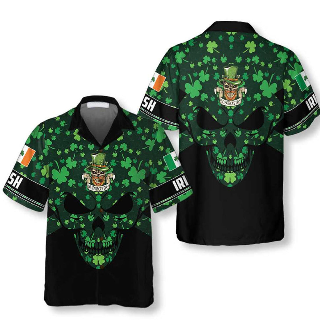 St. Patrick's Day Skull Hawaiian Shirt, St. Patricks Day Shirt, Cool St Patrick's Day Gift