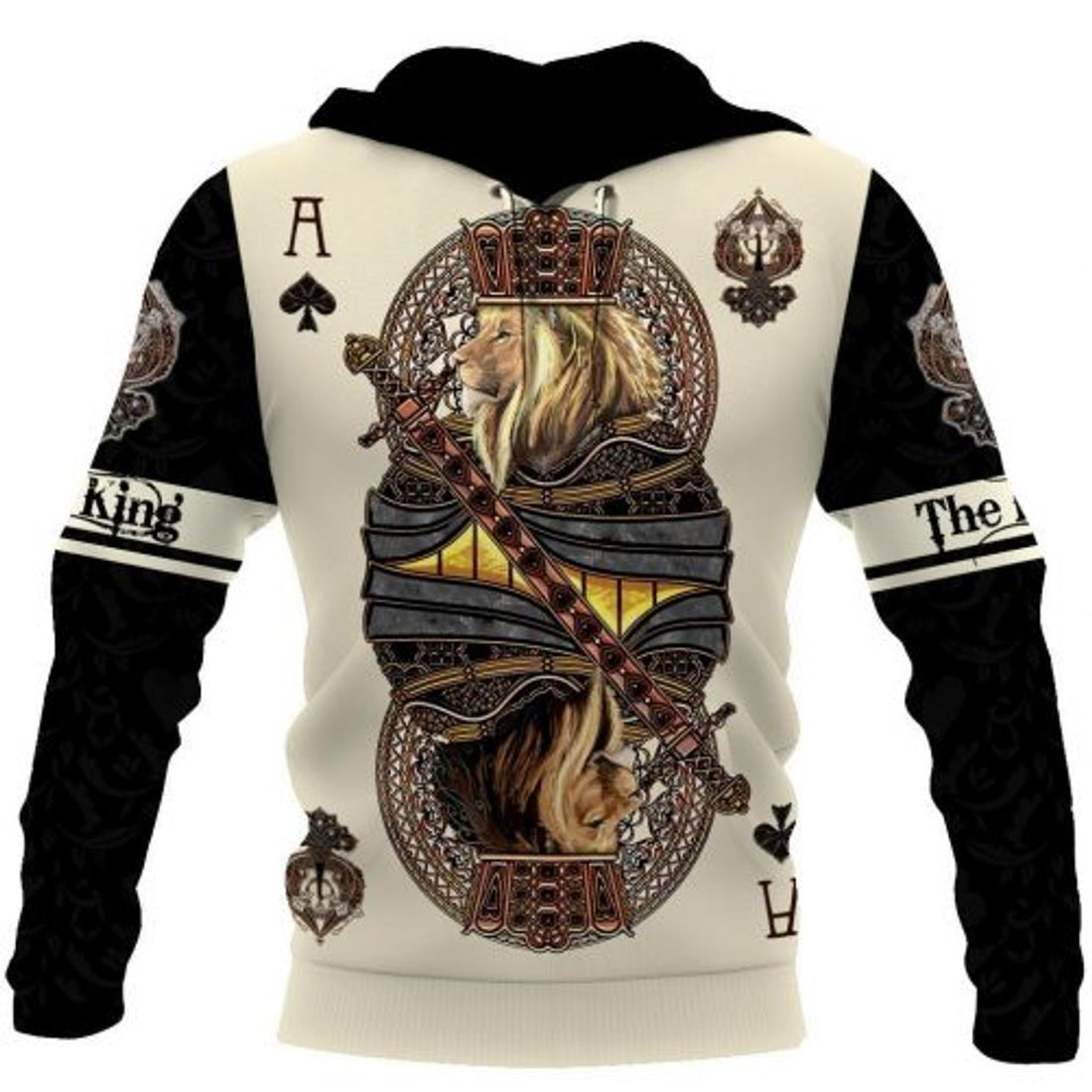FUNSTUFFPRINT Ace Spade Lion King Poker 3D All Over Printed Hoodie The King 3D Hoodie and Zip Hoodie