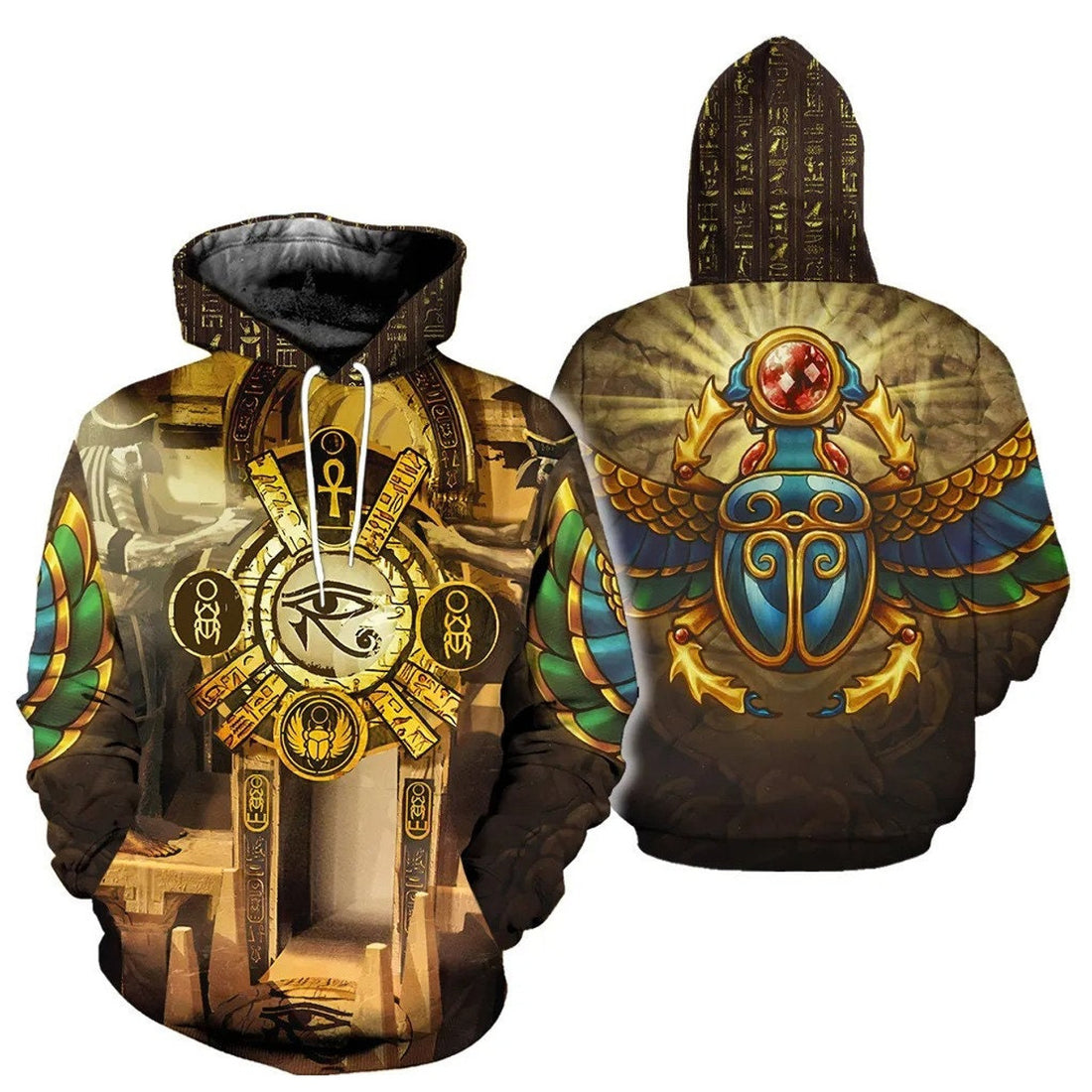FUNSTUFFPRINT Egyptian Eye of Horus 3D Hoodie and Zip Hoodie