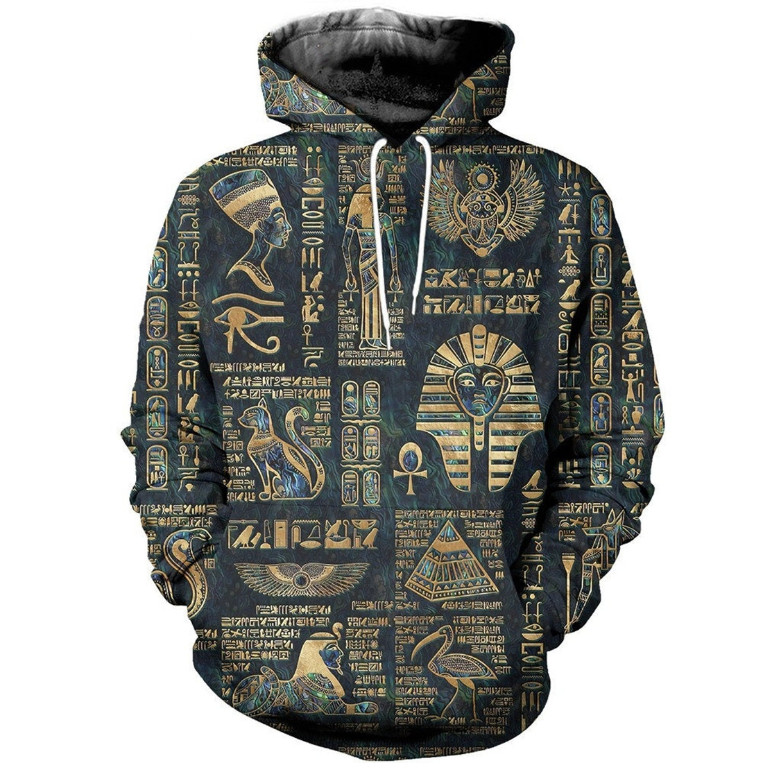 FUNSTUFFPRINT Egyptian Hieroglyphs And Deities 3D Hoodie and Zip Hoodie