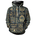 FUNSTUFFPRINT Egyptian Hieroglyphs And Deities 3D Hoodie and Zip Hoodie