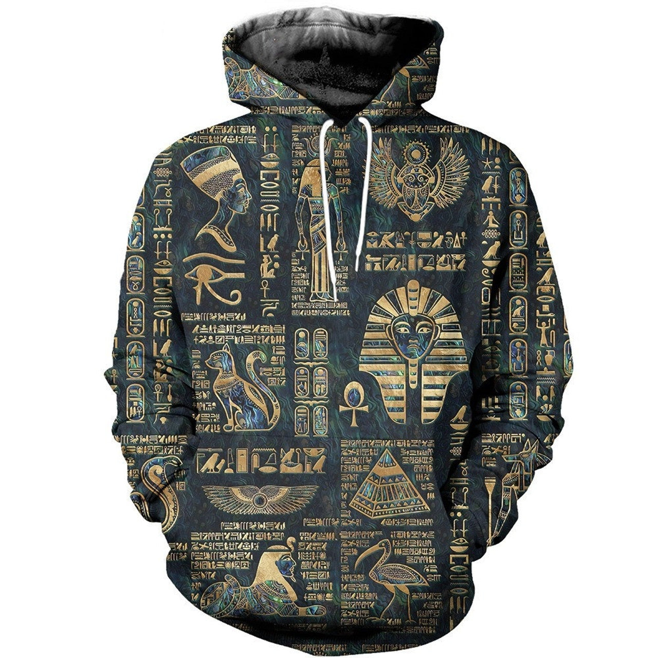 FUNSTUFFPRINT Egyptian Hieroglyphs And Deities 3D Hoodie and Zip Hoodie