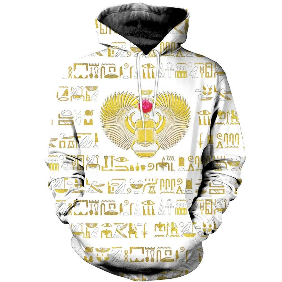 FUNSTUFFPRINT Egyptian Scarab Beetle Gold 3D Hoodie and Zip Hoodie