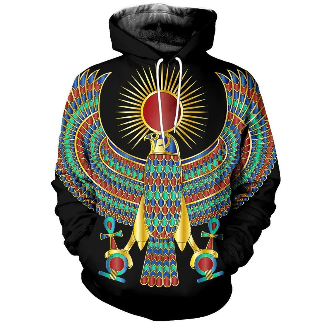 FUNSTUFFPRINT Egyptian Sun God Horus 3D Hoodie and Zip Hoodie