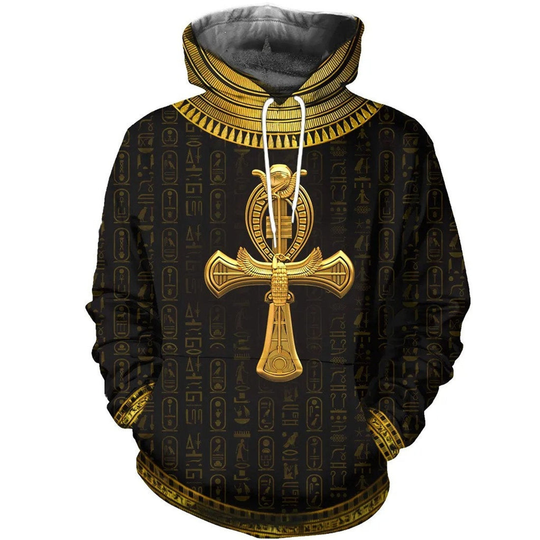 FUNSTUFFPRINT Egyptian Symbol Gold 3D Hoodie and Zip Hoodie