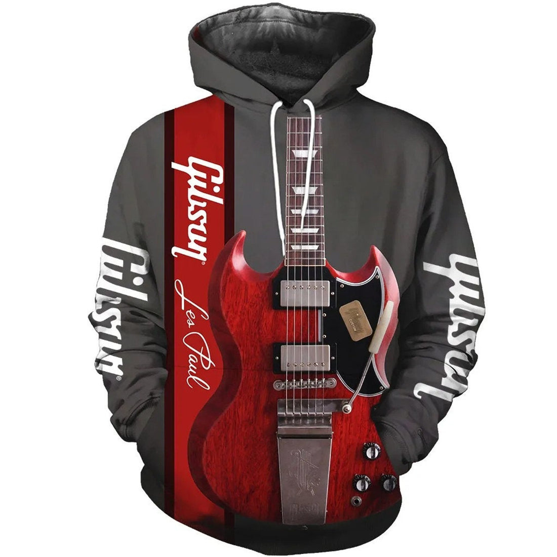 FUNSTUFFPRINT Electric Guitar Red 3D Hoodie and Zip Hoodie