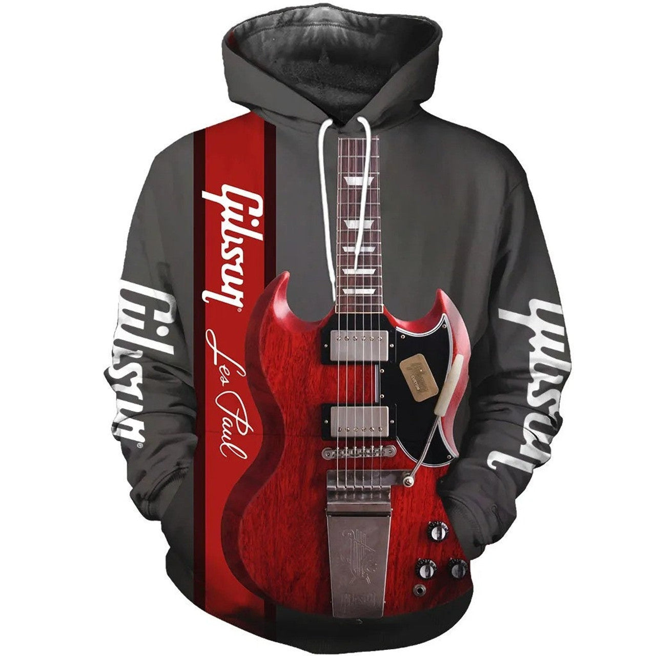 FUNSTUFFPRINT Electric Guitar Red 3D Hoodie and Zip Hoodie