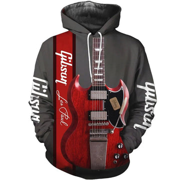 FUNSTUFFPRINT Electric Guitar Red 3D Hoodie and Zip Hoodie
