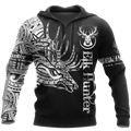 FUNSTUFFPRINT Elk Hunting Black And White High 3D Hoodie and Zip Hoodie