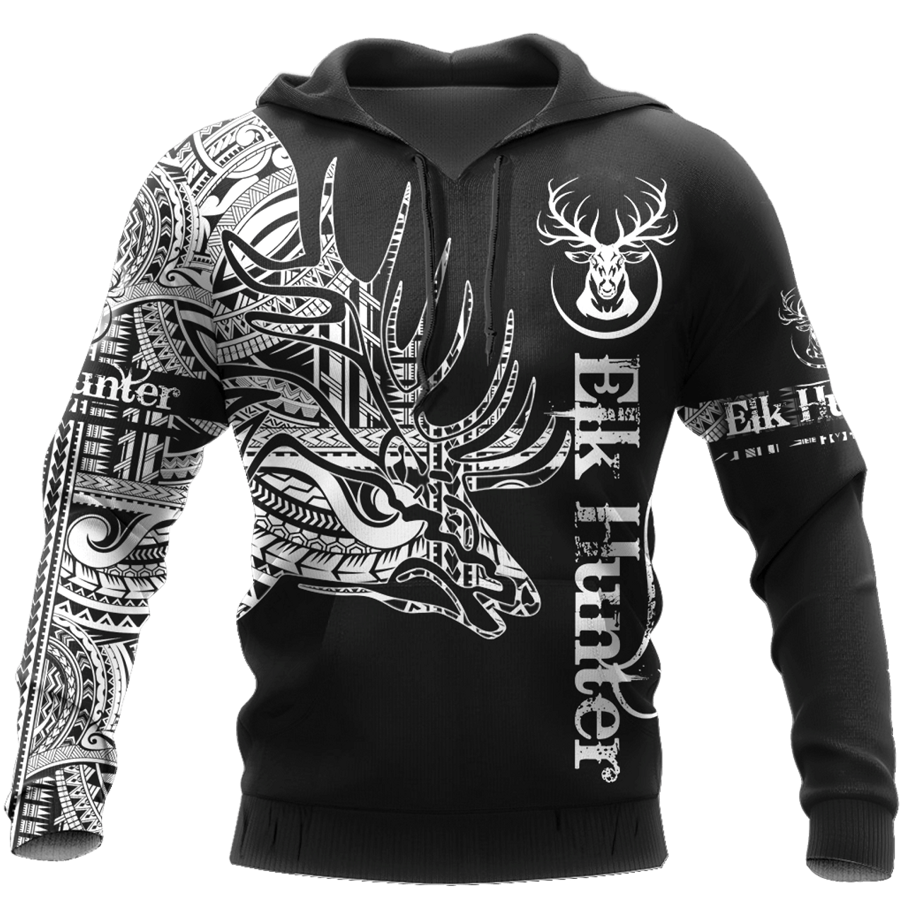 FUNSTUFFPRINT Elk Hunting Black And White High 3D Hoodie and Zip Hoodie