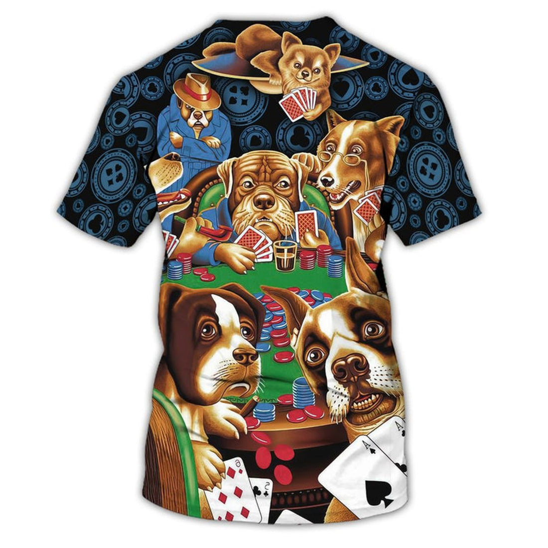 FUNSTUFFPRINT Poker Dogs 3D T-Shirt, Funny Dog All Over Printed Shirt, Poker Shirt 3D T-shirt