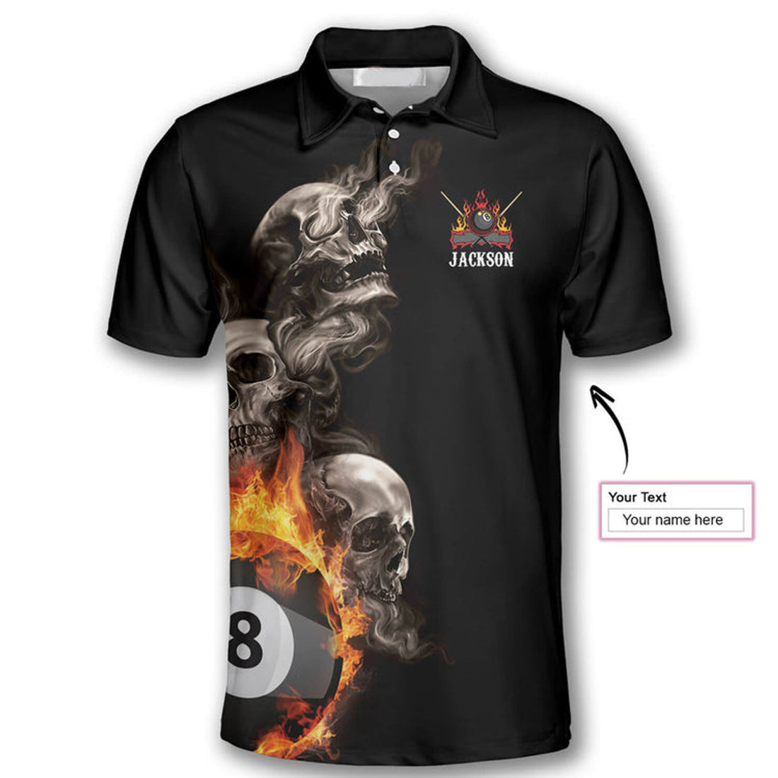 Custom Billiards Hello Darkness My Old Friend Custom Billiard skull Shirts for Men, Custom Billiard 8 ball for Team, Billiard Polo Shirts