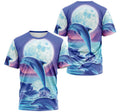 FUNSTUFFPRINT Personalized T-Shirt, Hoodie - Dolphin In The Sea Moon 3D T-shirt