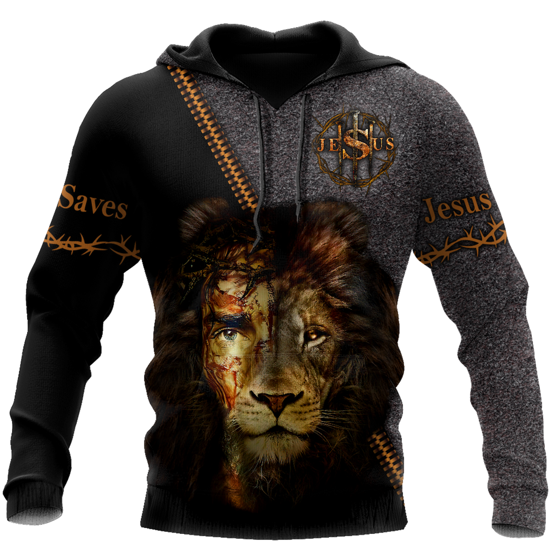FUNSTUFFPRINT Faith In God Lion Jesus Save Christian 3D Hoodie and Zip Hoodie