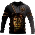 FUNSTUFFPRINT Faith In God Lion Jesus Save Christian 3D Hoodie and Zip Hoodie