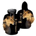 FUNSTUFFPRINT Lion Hoodie The Queen 3D Hoodie and Zip Hoodie