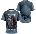 FUNSTUFFPRINT Personalized T-Shirt, Hoodie - She Keeps Me Wild Love Skull Girl Rose 3D T-shirt