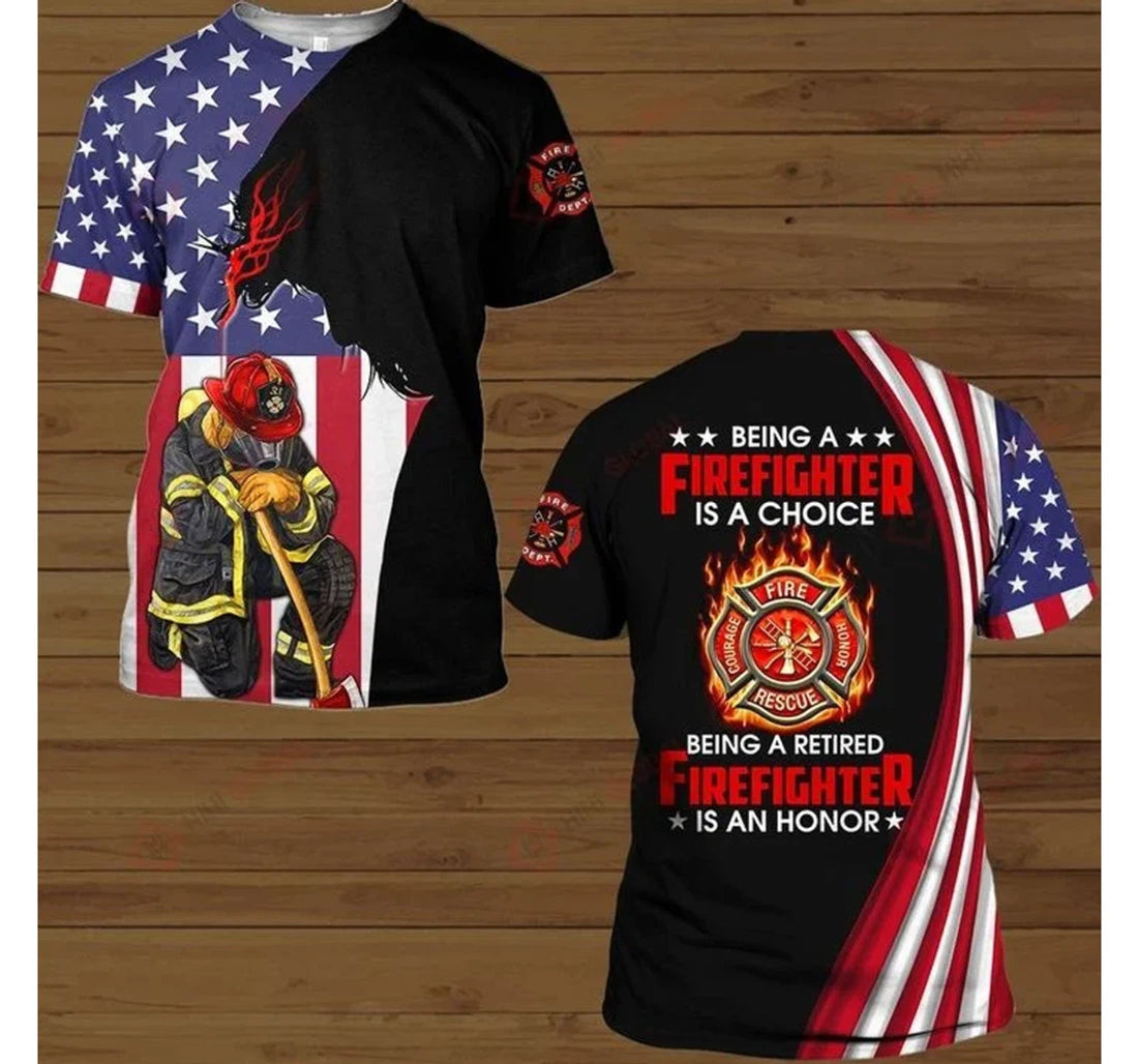 FUNSTUFFPRINT Personalized Firefighter Firefighter Being A Firefighter Is A Choice - 3D Printed T-shirt