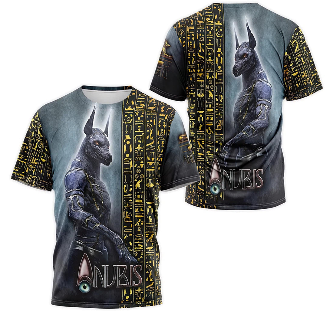 FUNSTUFFPRINT Personalized T-Shirt, Hoodie - God Anubis Red Eyes Ancient Egyptian Hieroglyphic 3D T-shirt