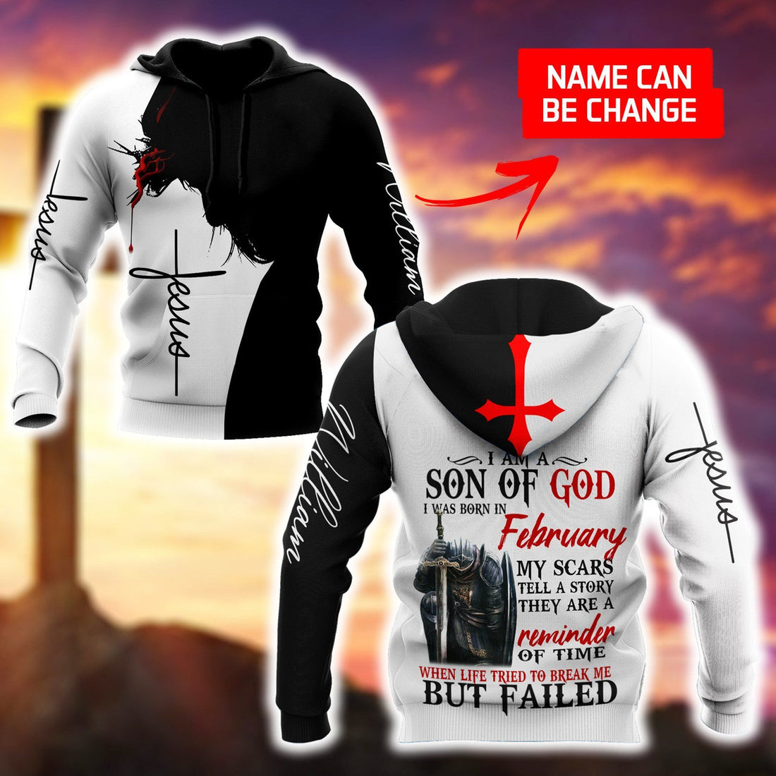 FUNSTUFFPRINT February Man I Am A Child Of God I Was Born In February 3D Hoodie and Zip Hoodie