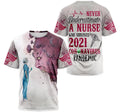 FUNSTUFFPRINT Personalized T-Shirt, Hoodie - Never Underestimate A Nurse Who Survived Virus Pandemic 3D T-shirt