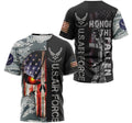 FUNSTUFFPRINT Personalized T-Shirt, Hoodie - Us Air Force Honor The Fallen Skull Camo American Flag 3D T-shirt