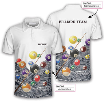 Custom Retro Pattern Custom Billiard Shirts for Men, Custom Billiard ball for Team, Men's Billiard Polo Shirts