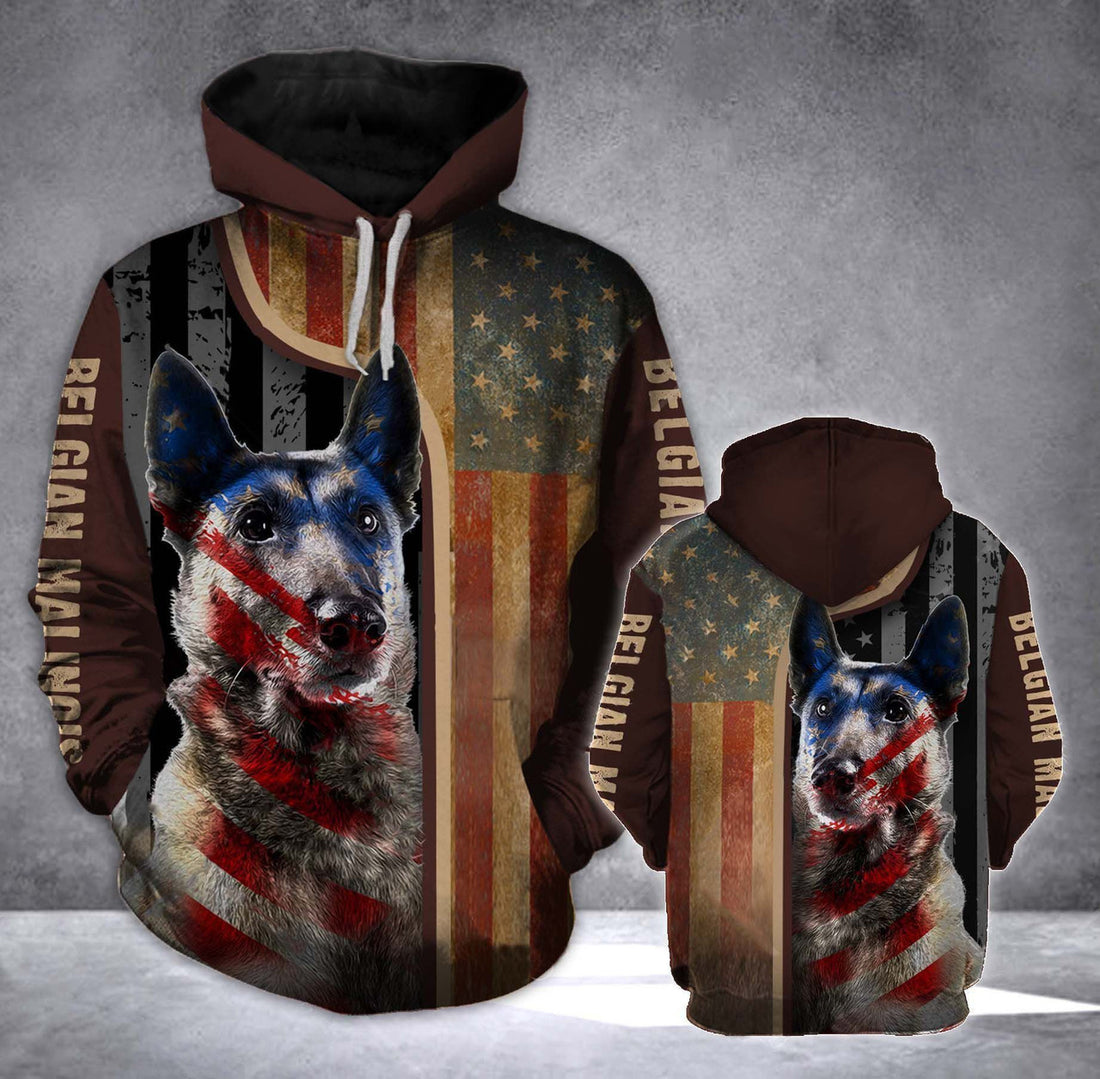FUNSTUFFPRINT FLAG MT Belgian Malinois 3D Hoodie and Zip Hoodie