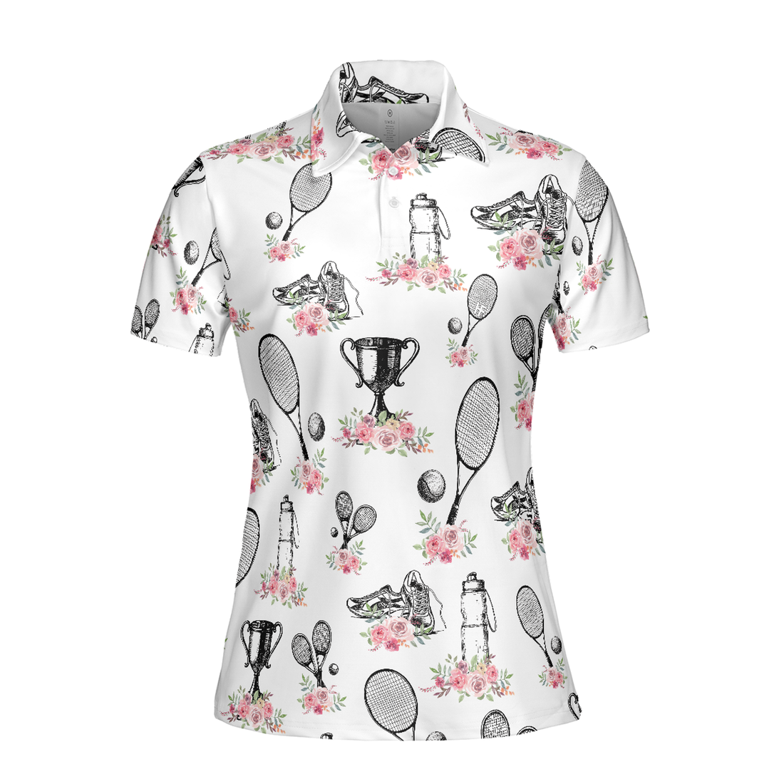 Floral Tennis Player Shirt Short Sleeve Women Polo Shirt