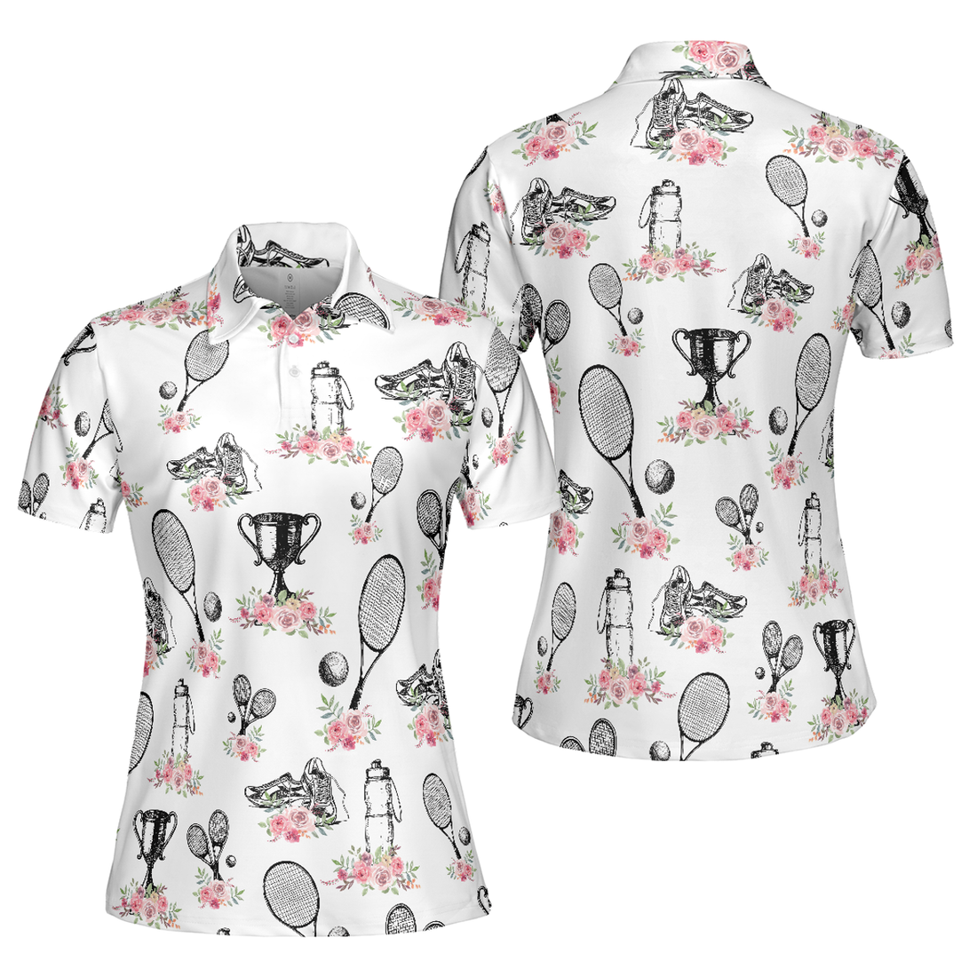 Floral Tennis Player Shirt Short Sleeve Women Polo Shirt