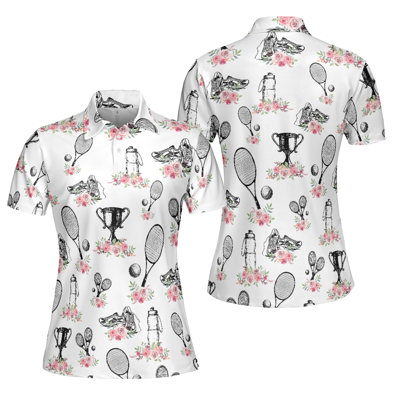 Floral Tennis Player Shirt Short Sleeve Women Polo Shirt