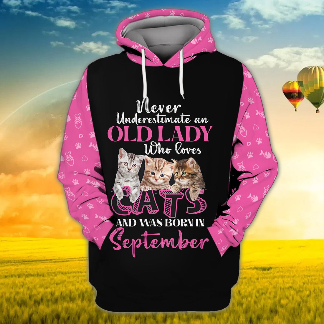 FUNSTUFFPRINT Love Cats 3- Personalized Name 3D Hoodie and Zip Hoodie