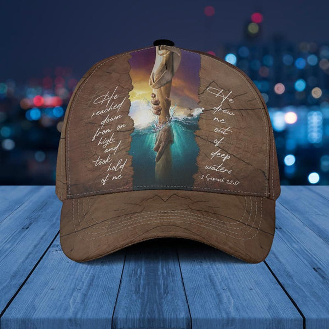 FUNSTUFFPRINT He Reached Down From On High 2 Samuel 2217 Christian Baseball Cap - Christian Hats for Men and Women