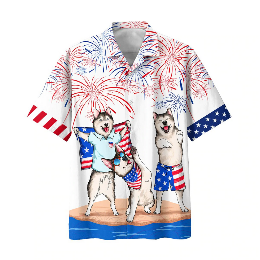 Alaska Hawaiian Shirt For 4Th Of July Patriotic, American Independence Day Dog Hawaii Shirt For Men And Women