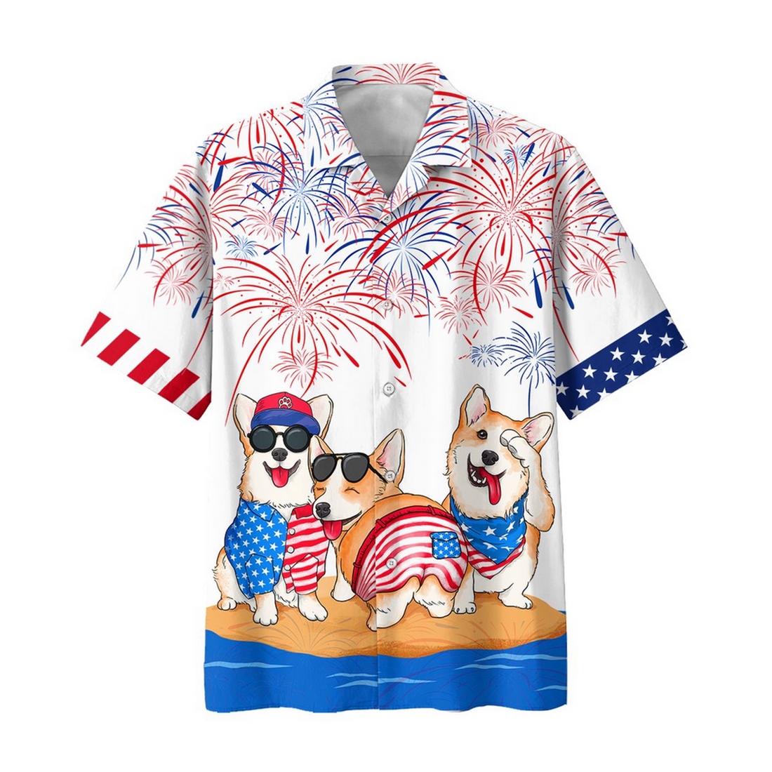 Corgi Hawaiian Shirts For Independence Day Gifts, Happy 4Th Of Jul Hawaiian Aloha Beach Shirts For Dog Lovers