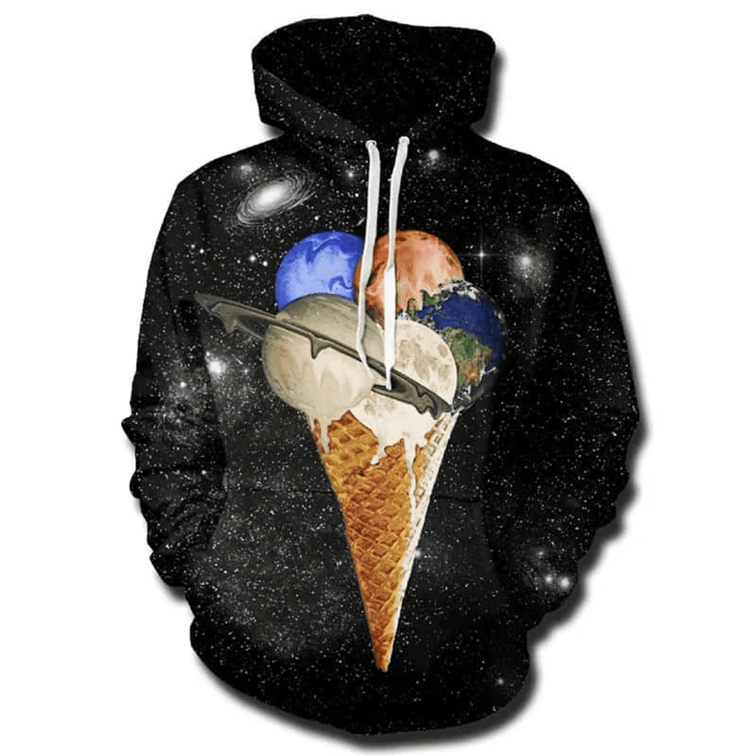 FUNSTUFFPRINT Galaxy Ice Cream 3D Hoodie and Zip Hoodie