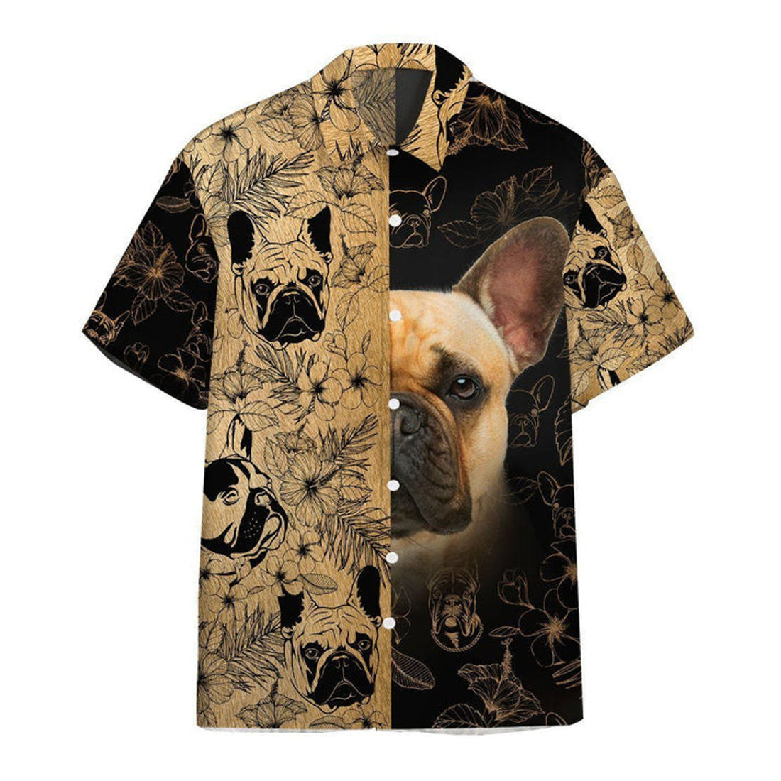 Lovelypod - 3D French Bulldog Hawaii shirt, Hawaiian Shirts for Men Short Sleeve Aloha Beach Shirt