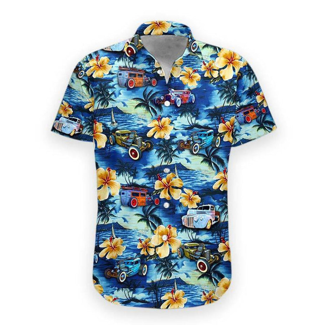 Lovelypod - 3D Rat Rod Hawaii Shirt, Hawaiian Shirts for Men Short Sleeve Aloha Beach Shirt