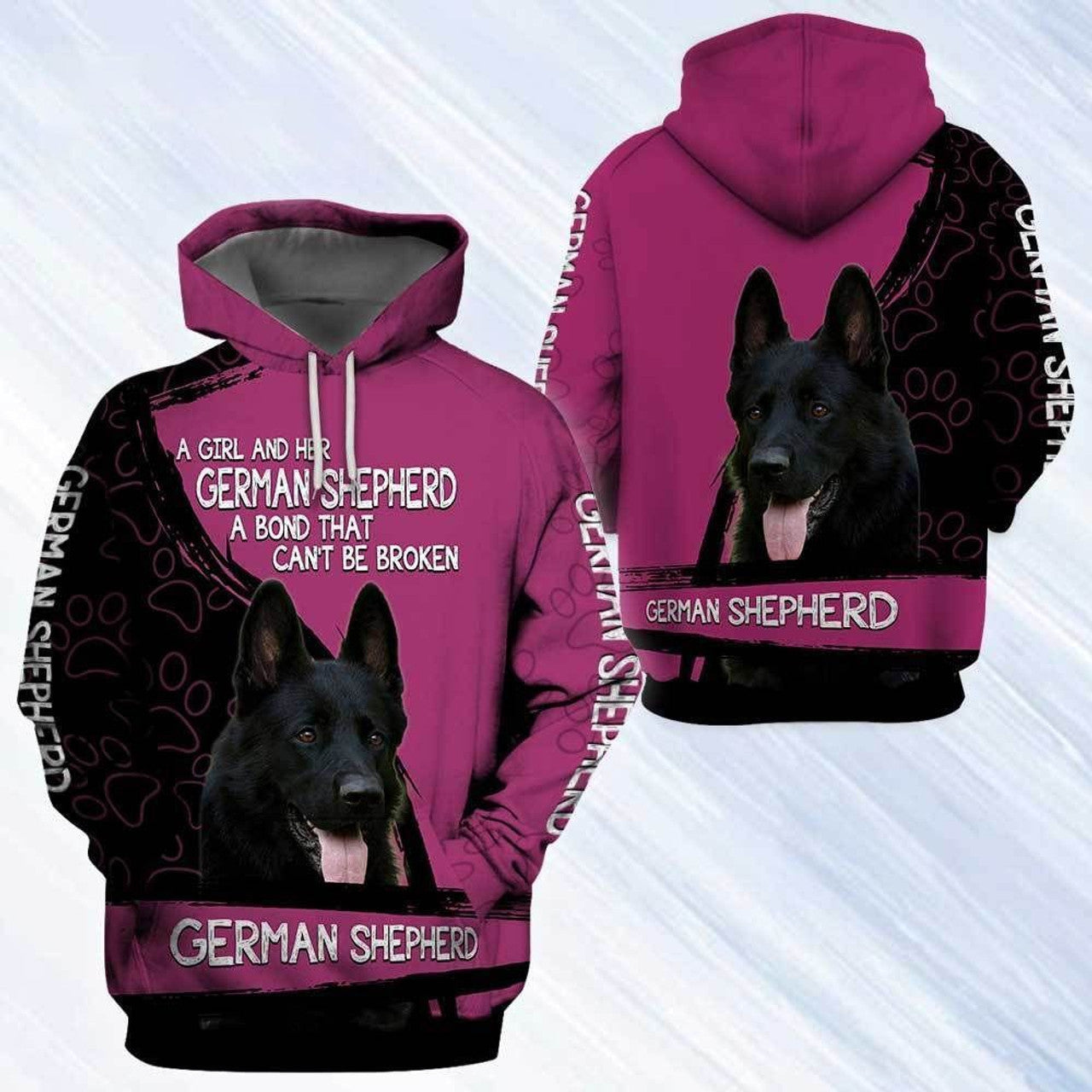 FUNSTUFFPRINT Gift For Dog Lover Black German Shepherd 3D Hoodie and Zip Hoodie
