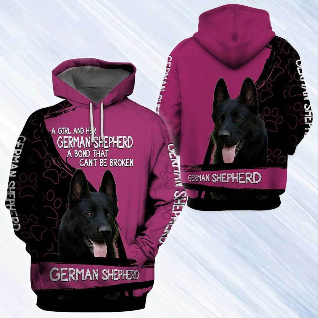FUNSTUFFPRINT Gift For Dog Lover Black German Shepherd 3D Hoodie and Zip Hoodie