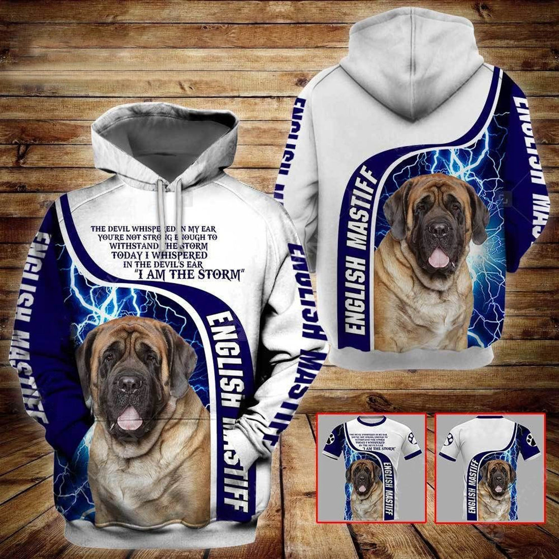 FUNSTUFFPRINT Gift For Dog Lover English Mastiff 3D Hoodie and Zip Hoodie