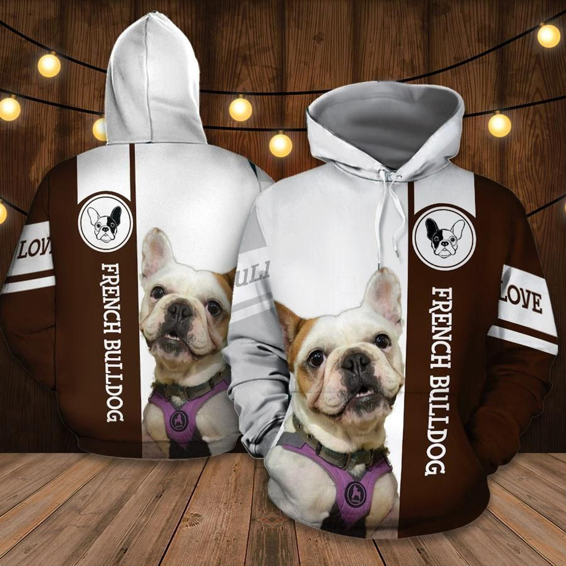 FUNSTUFFPRINT Gift For Dog Lover French Bulldog 3D Hoodie and Zip Hoodie