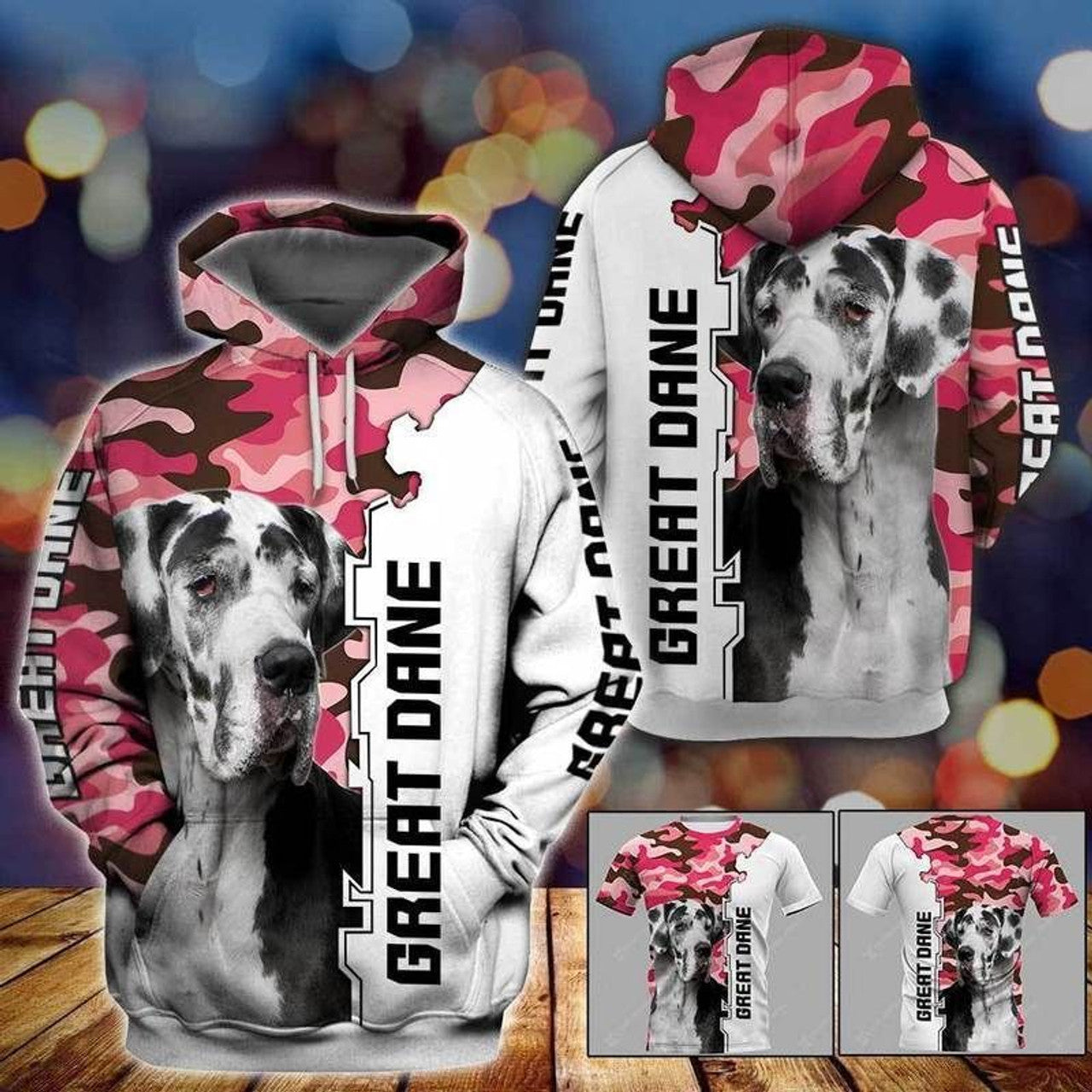 FUNSTUFFPRINT Gift For Dog Lover Great Dane Dog All Over Printed3D Hoodie and Zip Hoodie