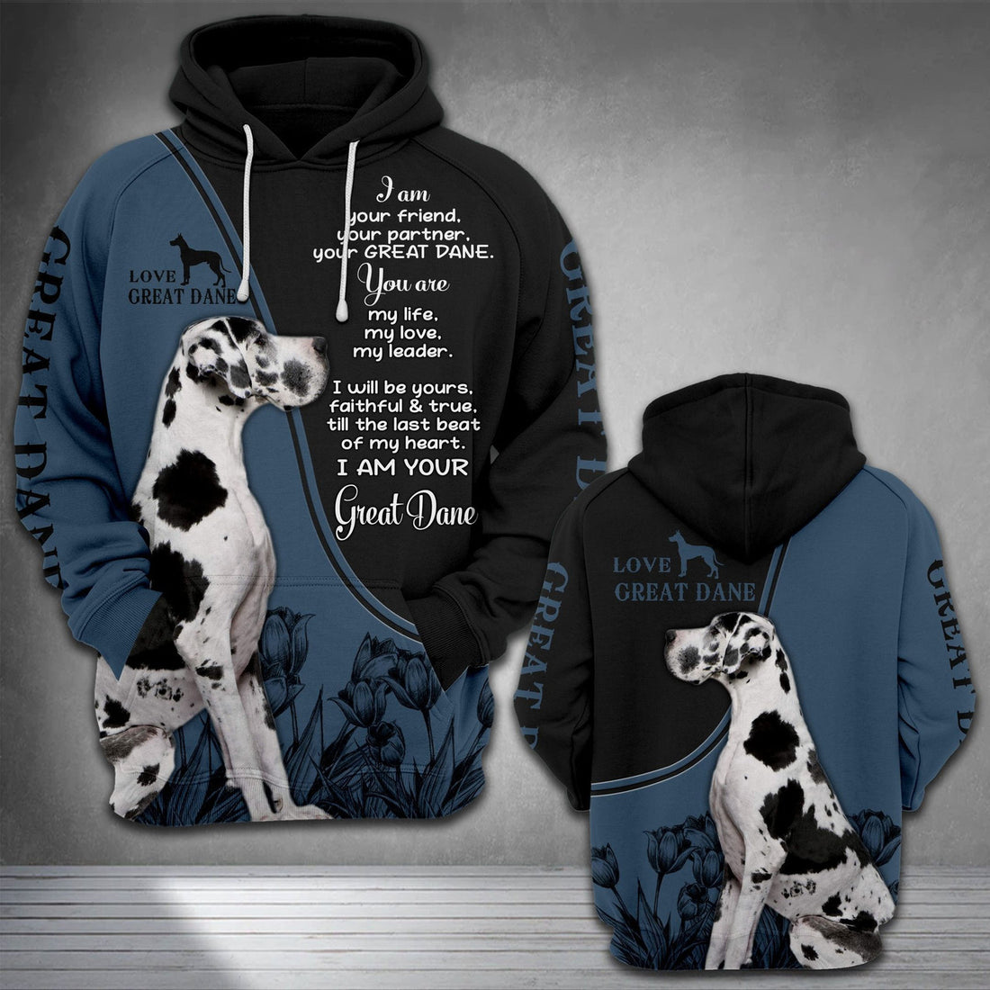 FUNSTUFFPRINT Gift For Dog Lover GREAT DANE LMT 3D Hoodie and Zip Hoodie
