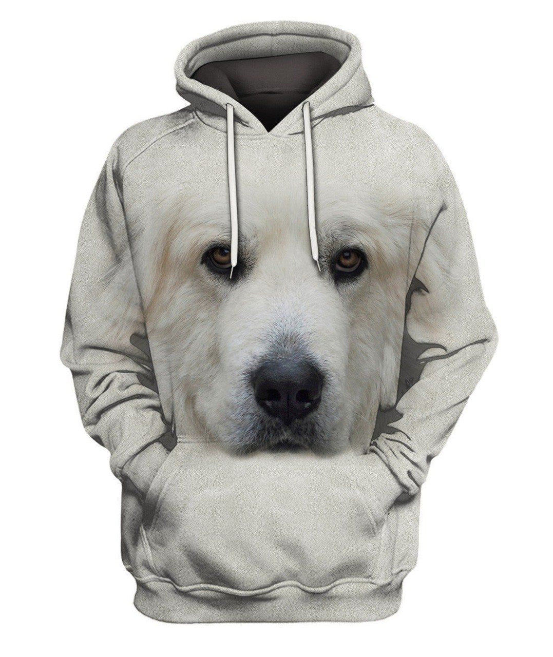 FUNSTUFFPRINT Gift For Dog Lover Great Pyrenees Face Hair 3D Hoodie and Zip Hoodie